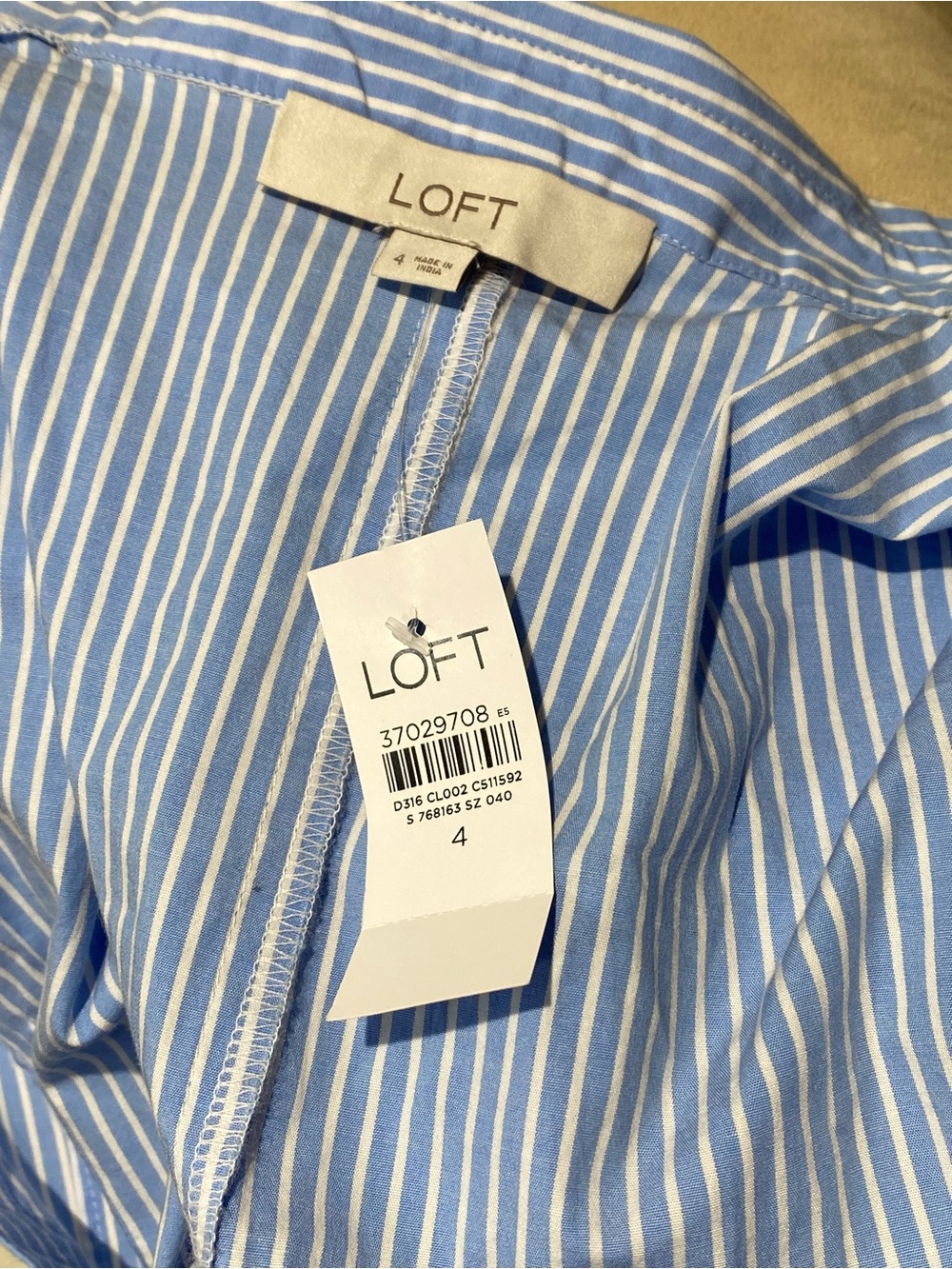 Classic Blue Stripe Button-Front Shirt Dress - Picture 5 of 6